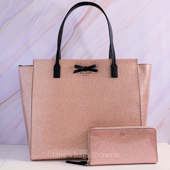 kate spade rose gold purse set